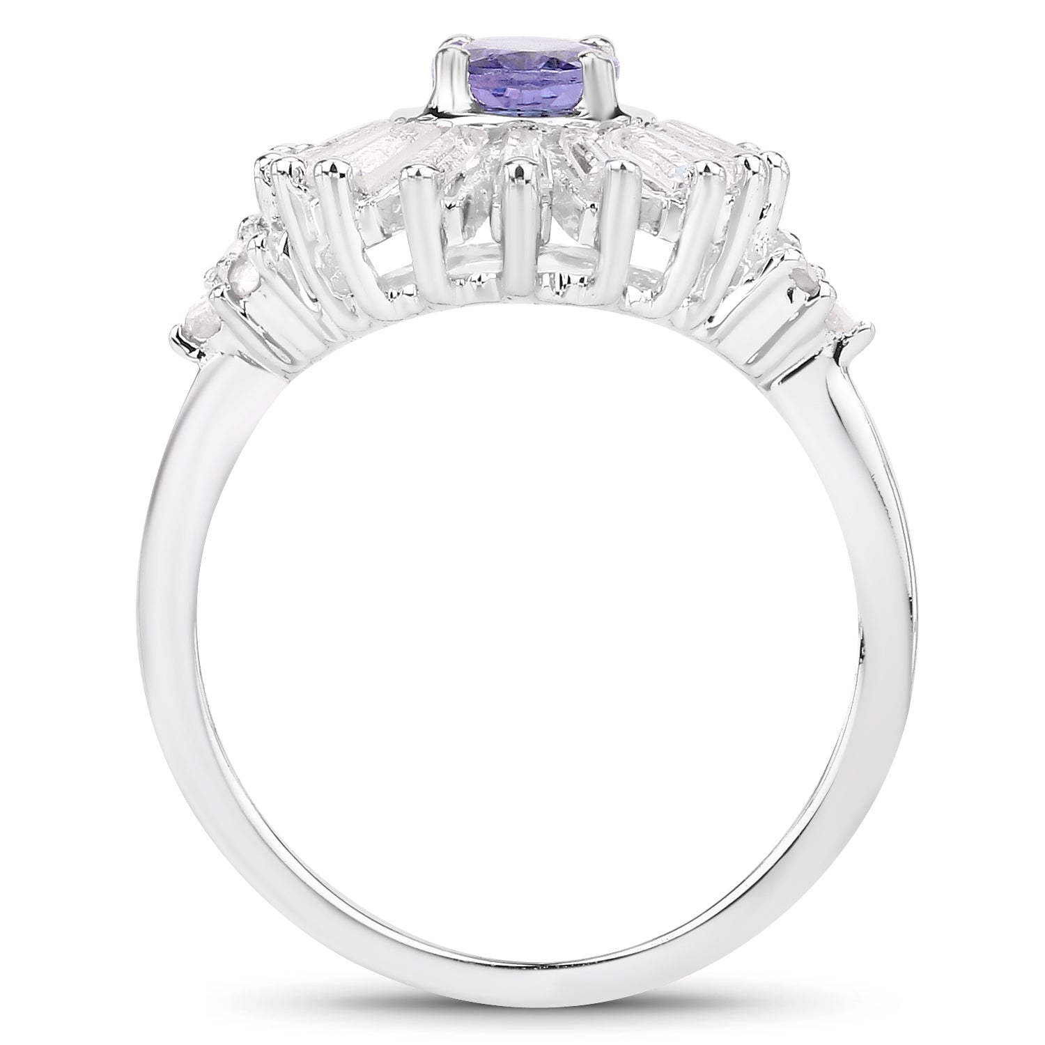 2.01 Carat Genuine Tanzanite and White Topaz .925 Sterling Silver Ring by Bids.com