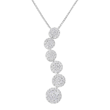 14K White Gold 1 cttw Diamond Cluster Journey Pendant Necklace (H-I, I1-I2) by Bids.com