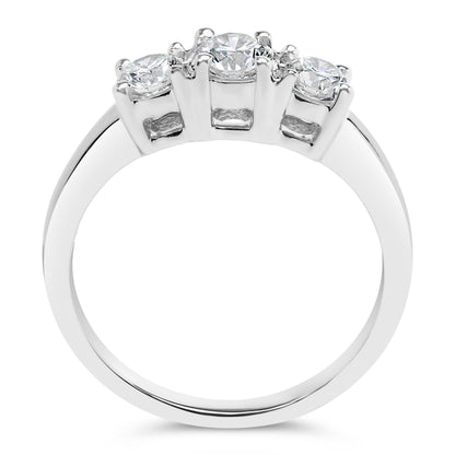 14K White Gold 3/4 Cttw Lab Grown Diamond 3 Stone Ring Band (F-G Color, VS2-SI1 Clarity)- Size 7 by Bids.com