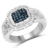 0.28 Carat Genuine Blue Diamond and White Diamond .925 Sterling Silver Ring by Bids.com