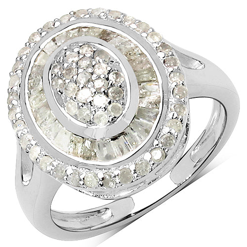 1.08 Carat Genuine White Diamond .925 Sterling Silver Ring by Bids.com