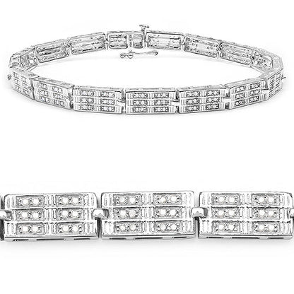 1.16 Carat Genuine White Diamond 14K White Gold Plated .925 Sterling Silver Bracelet by Bids.com