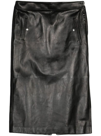 Alexander Mcqueen Women Low Waist Leather Skirt by Luosophy