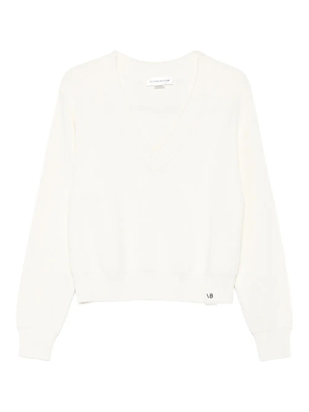 Victoria Beckham Women Relaxed Fit V-Neck Cotton Blend Sweater by Luosophy