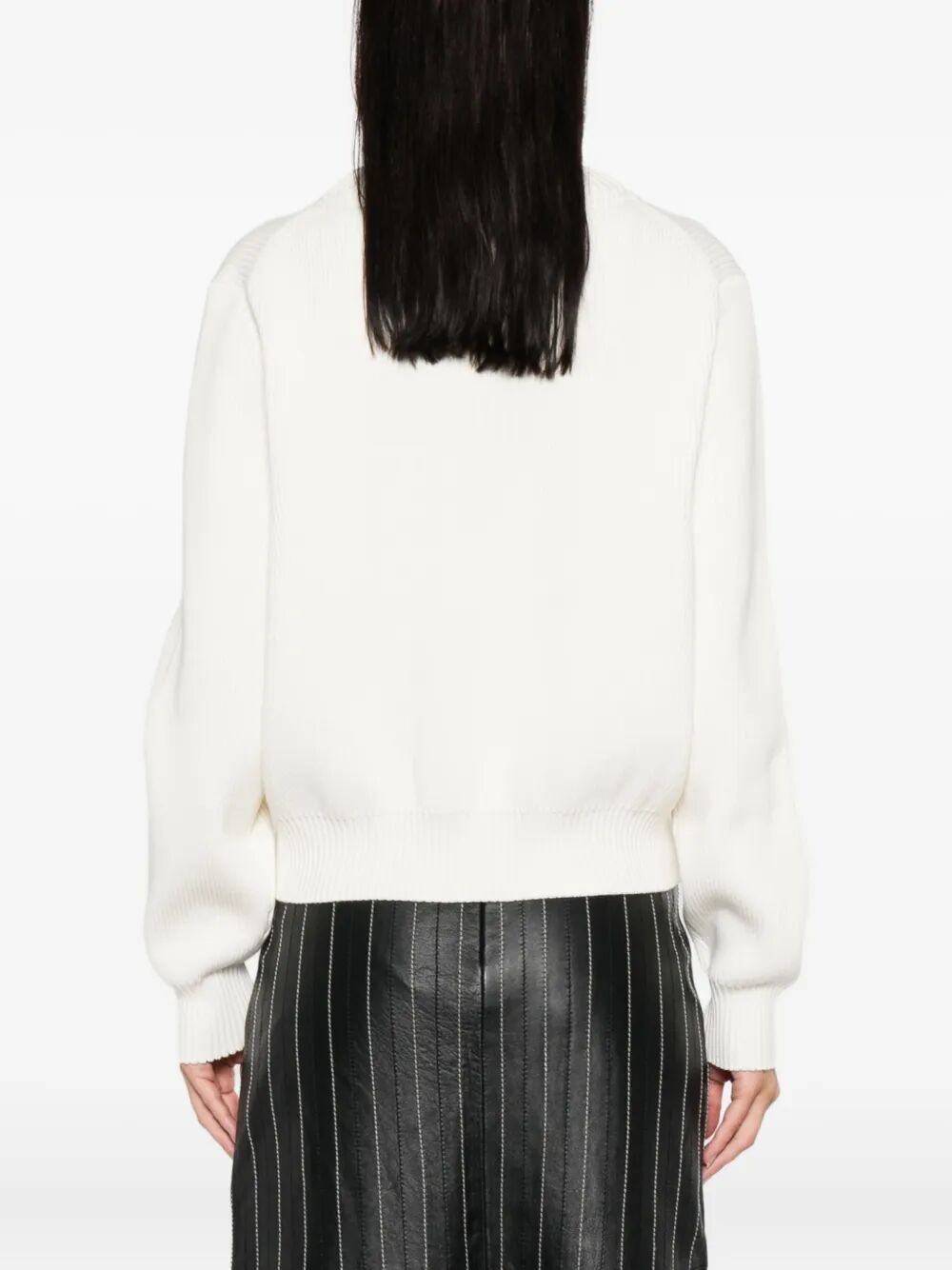 Victoria Beckham Women Relaxed Fit V-Neck Cotton Blend Sweater by Luosophy