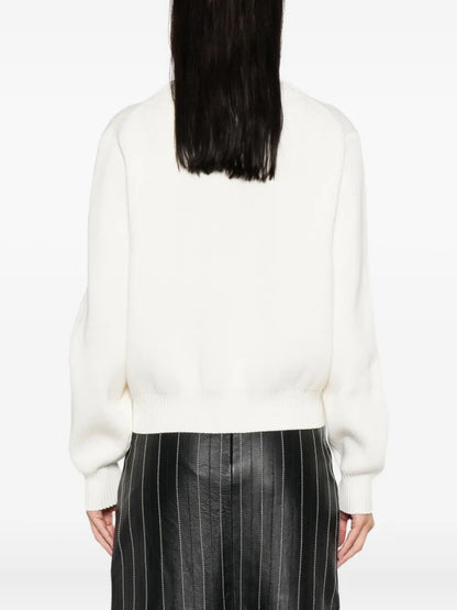 Victoria Beckham Women Relaxed Fit V-Neck Cotton Blend Sweater by Luosophy