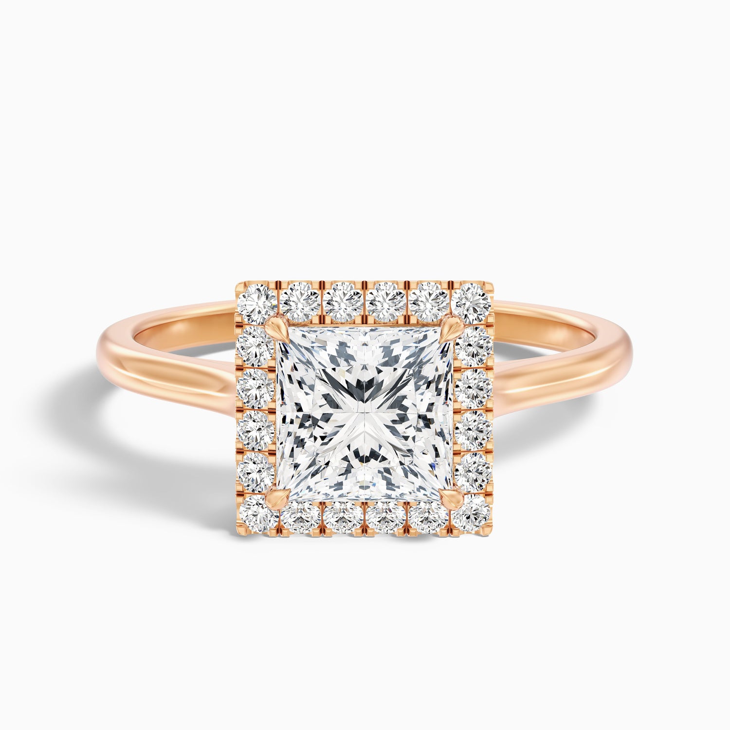 Ember 2 Carat Princess Cut Halo Lab Grown Diamond Ring in 18k Rose Gold