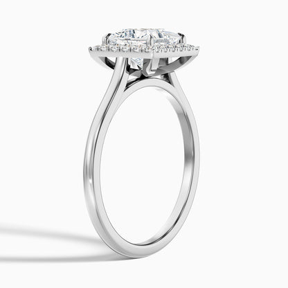 Bela 1 Carat Princess Cut Halo Moissanite Engagement Ring in 18k Rose Gold