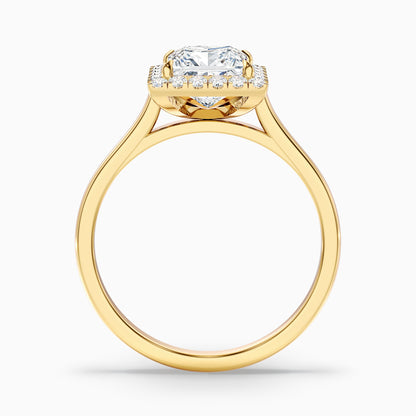 Bela 3 Carat Princess Cut Halo Moissanite Engagement Ring in 14k Yellow Gold
