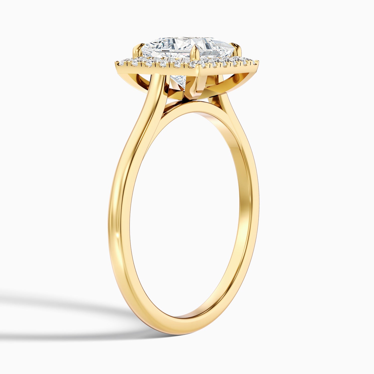Bela 4.5 Carat Princess Cut Halo Moissanite Engagement Ring in 10k Yellow Gold  DestGlow