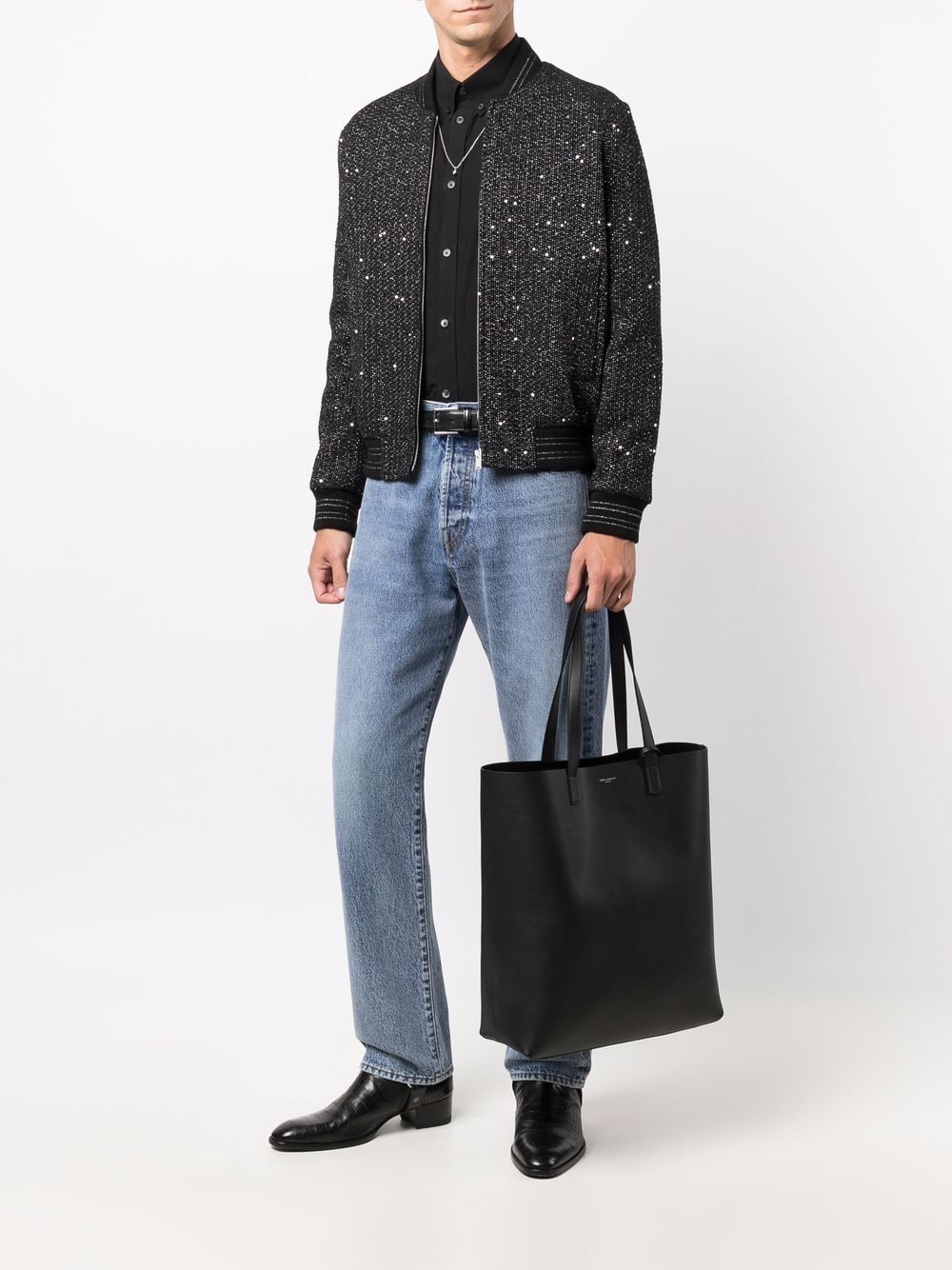 Saint Laurent Men Bold Leather Tote Bag by Luosophy