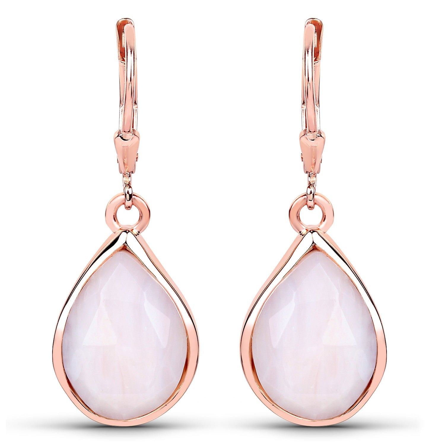 18K Rose Gold Plated 7.60 Carat Genuine Pink Opal .925 Sterling Silver Earrings  DestGlow
