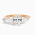 Ceci 6 Carat Three Stone Oval Halo Moissanite Engagement Ring in 14k Rose Gold  DestGlow