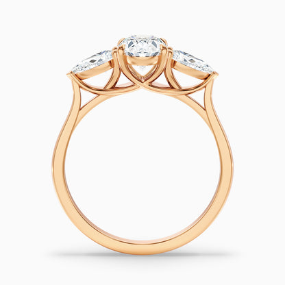 Isa 2.5 Carat Three Stone Oval Halo Moissanite Engagement Ring in 10k White Gold