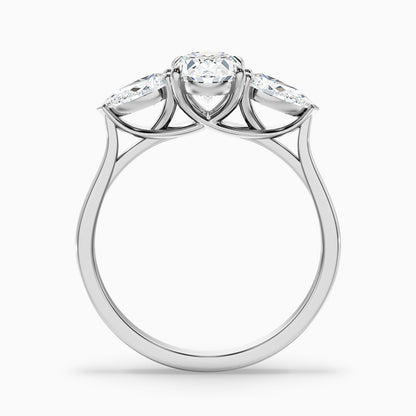 Jini 1.5 Carat Three Stone Oval Lab Grown Diamond Ring in 10k Rose Gold