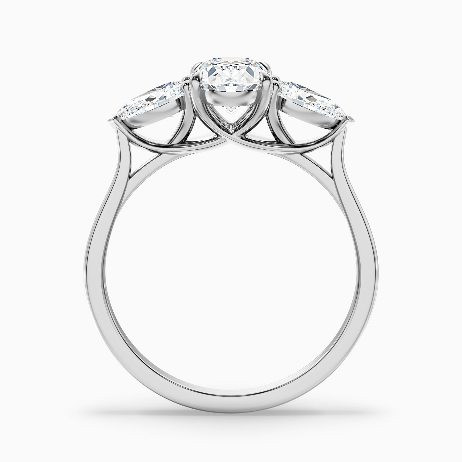 Jini 3.5 Carat Three Stone Oval Lab Grown Diamond Ring in Platinum