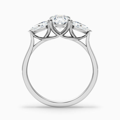 Jini 3 Carat Three Stone Oval Lab Grown Diamond Ring in 10k Yellow Gold