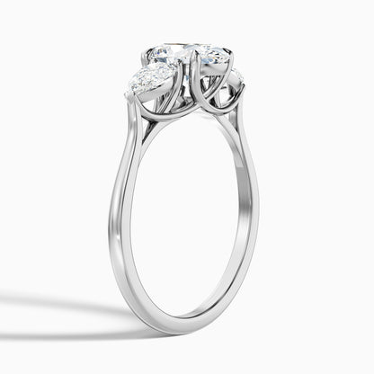 Jini 2.5 Carat Three Stone Oval Lab Grown Diamond Ring in 18k Yellow Gold