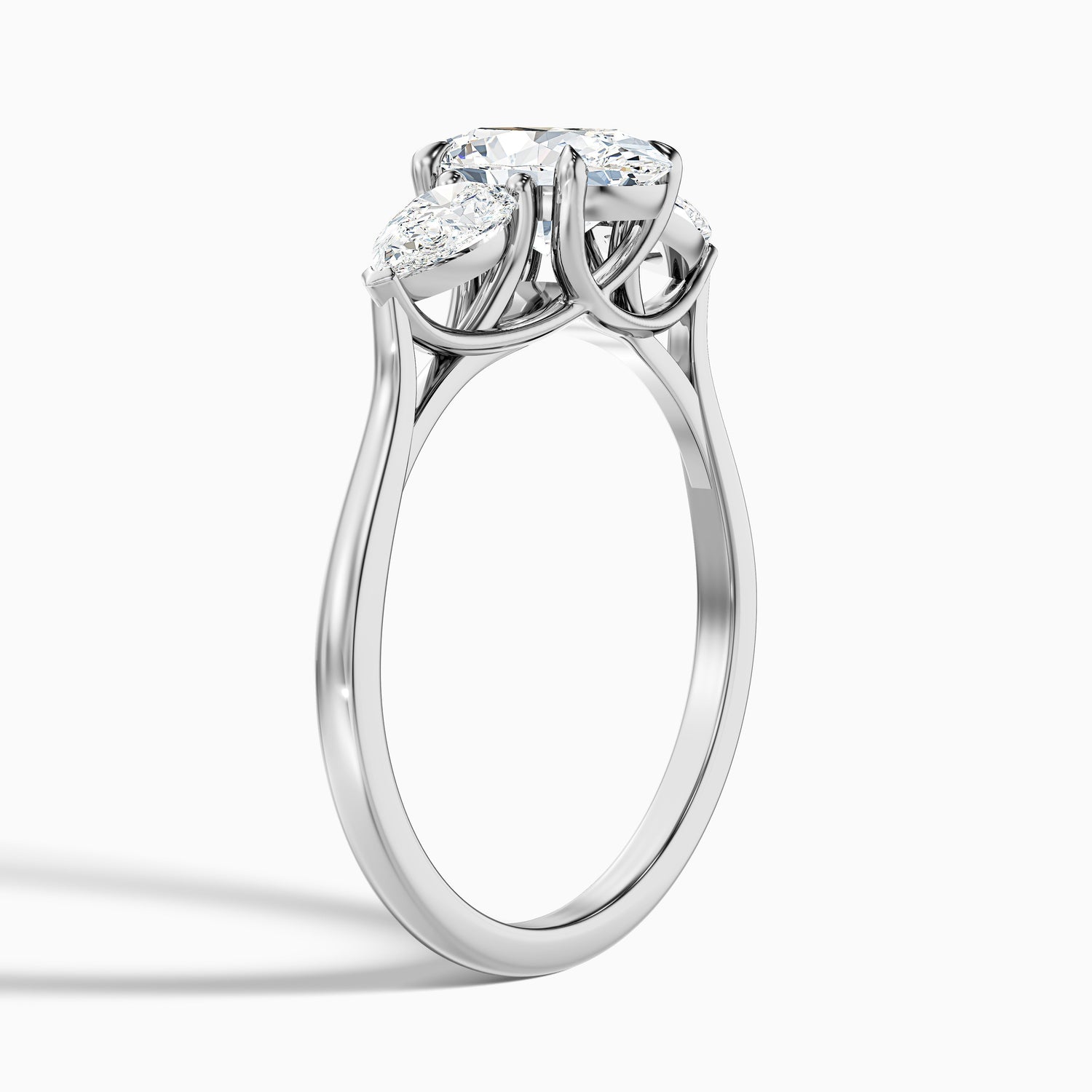 Ceci 8 Carat Three Stone Oval Halo Moissanite Engagement Ring in 925 Sterling Silver