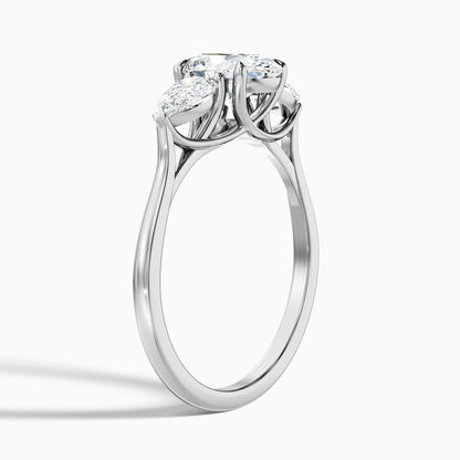 Jini 3.5 Carat Three Stone Oval Lab Grown Diamond Ring in 925 Sterling Silver