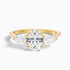 Ceci 9 Carat Three Stone Oval Halo Moissanite Engagement Ring in 10k Yellow Gold  DestGlow