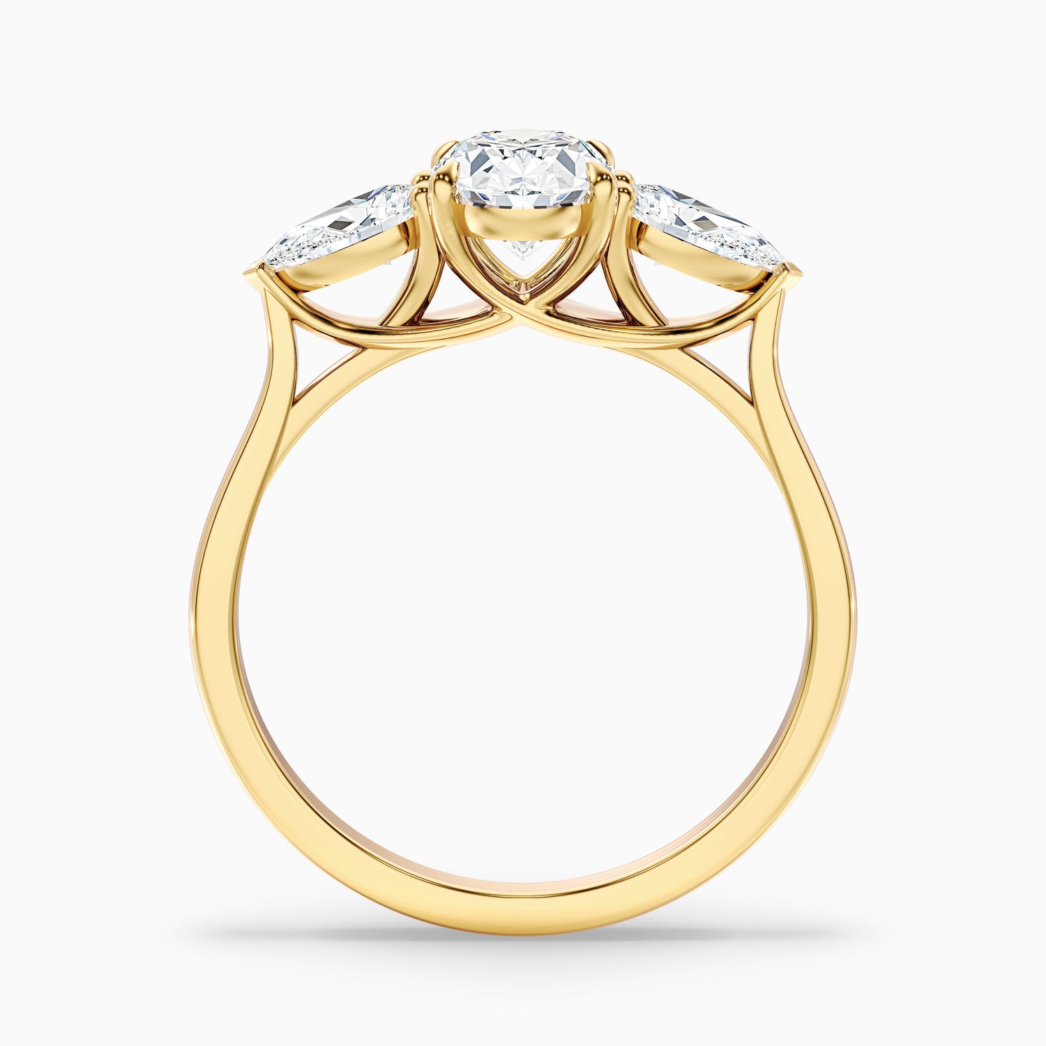 Jini 2.5 Carat Three Stone Oval Lab Grown Diamond Ring in 18k Rose Gold