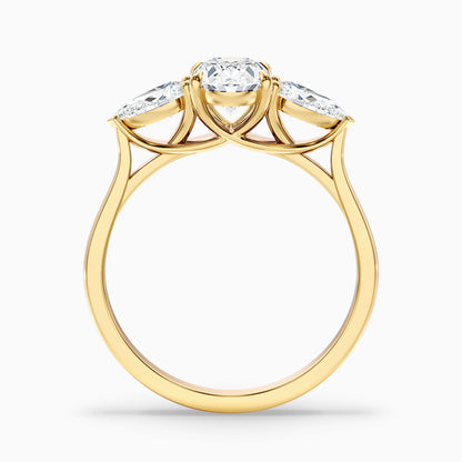 Jini 4 Carat Three Stone Oval Lab Grown Diamond Ring in 10k White Gold