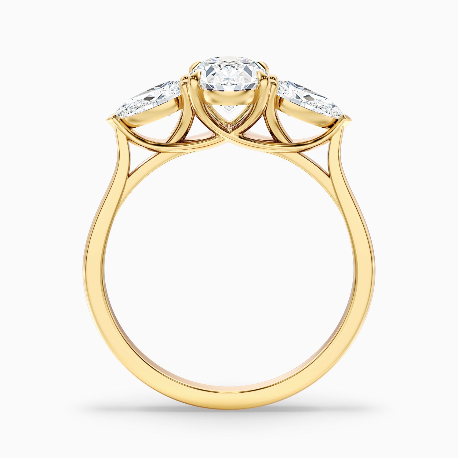 Jini 4.5 Carat Three Stone Oval Lab Grown Diamond Ring in 18k Rose Gold