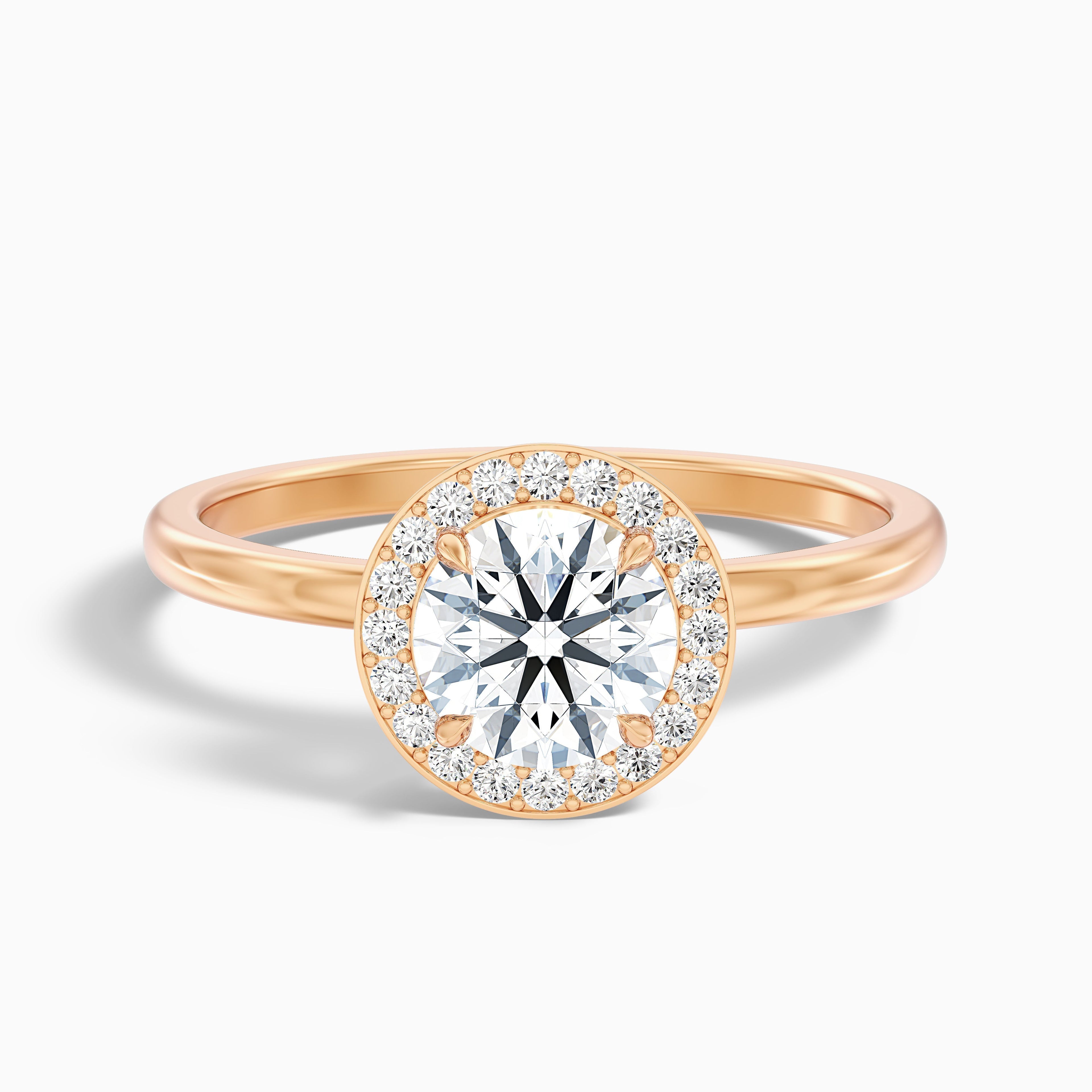 Aura 1.5 Carat Round Halo Pave Moissanite Engagement Ring in 925 Sterling Silver