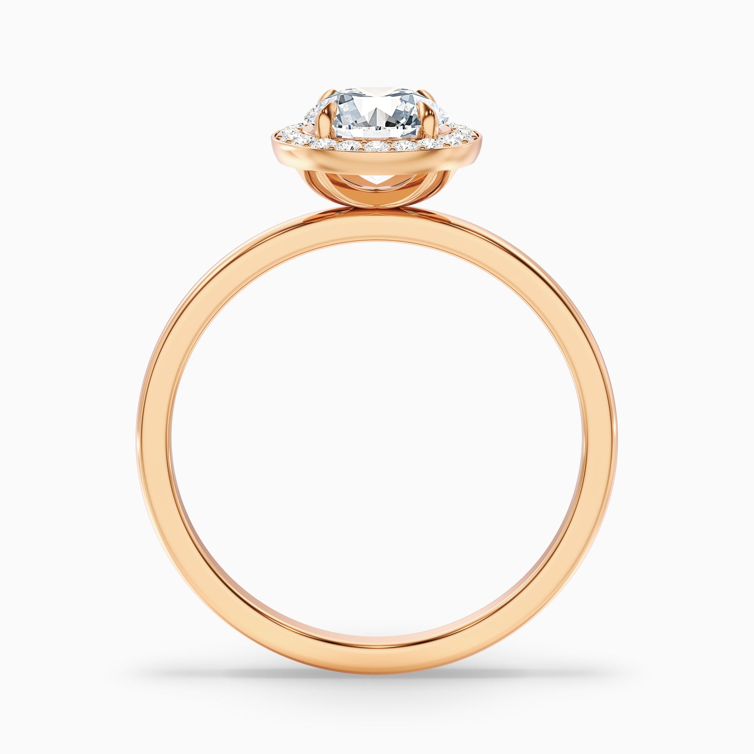 Aura 2.5 Carat Round Halo Pave Moissanite Engagement Ring in 18k Yellow Gold