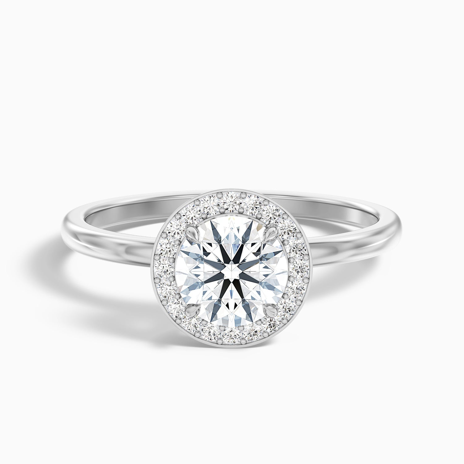 Arya 3 Carat Round Halo Lab Grown Diamond Ring in 14k White Gold