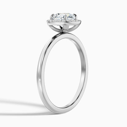 Aura 4 Carat Round Halo Pave Moissanite Engagement Ring in Platinum