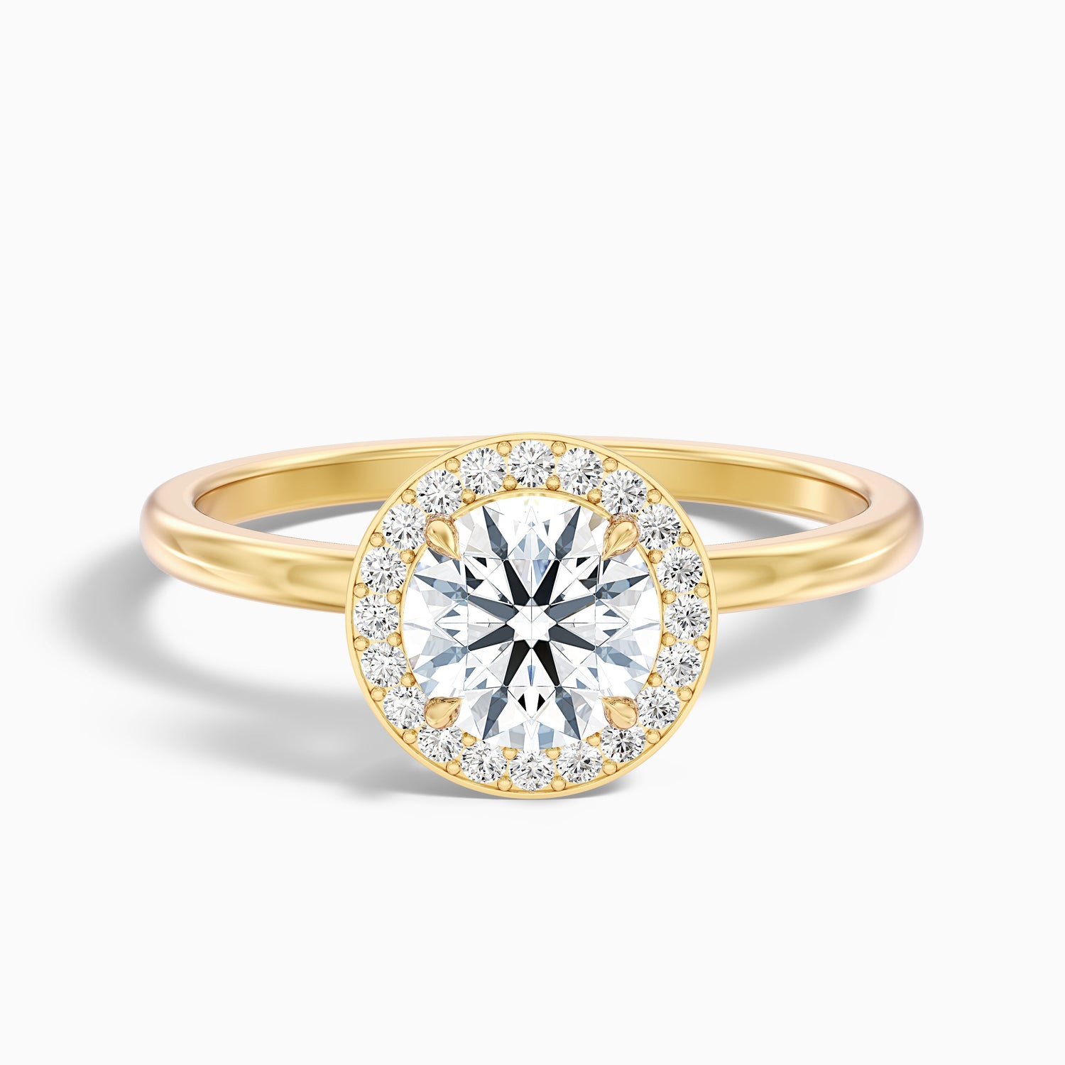 Aura 1.5 Carat Round Halo Pave Moissanite Engagement Ring in 18k Rose Gold
