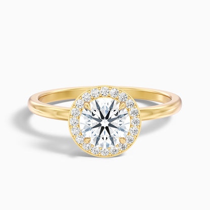 Aura 5.5 Carat Round Halo Pave Moissanite Engagement Ring in 14k Yellow Gold