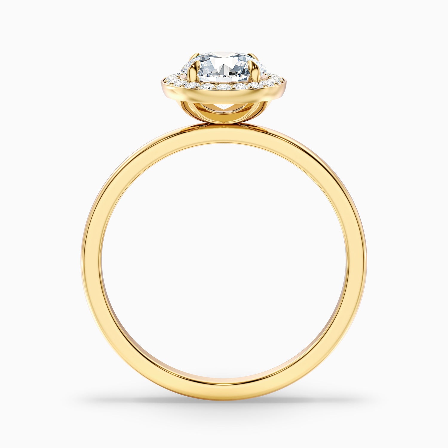 Aura 2.5 Carat Round Halo Pave Moissanite Engagement Ring in 18k White Gold