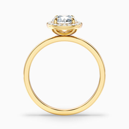 Aura 2.5 Carat Round Halo Pave Moissanite Engagement Ring in 18k White Gold