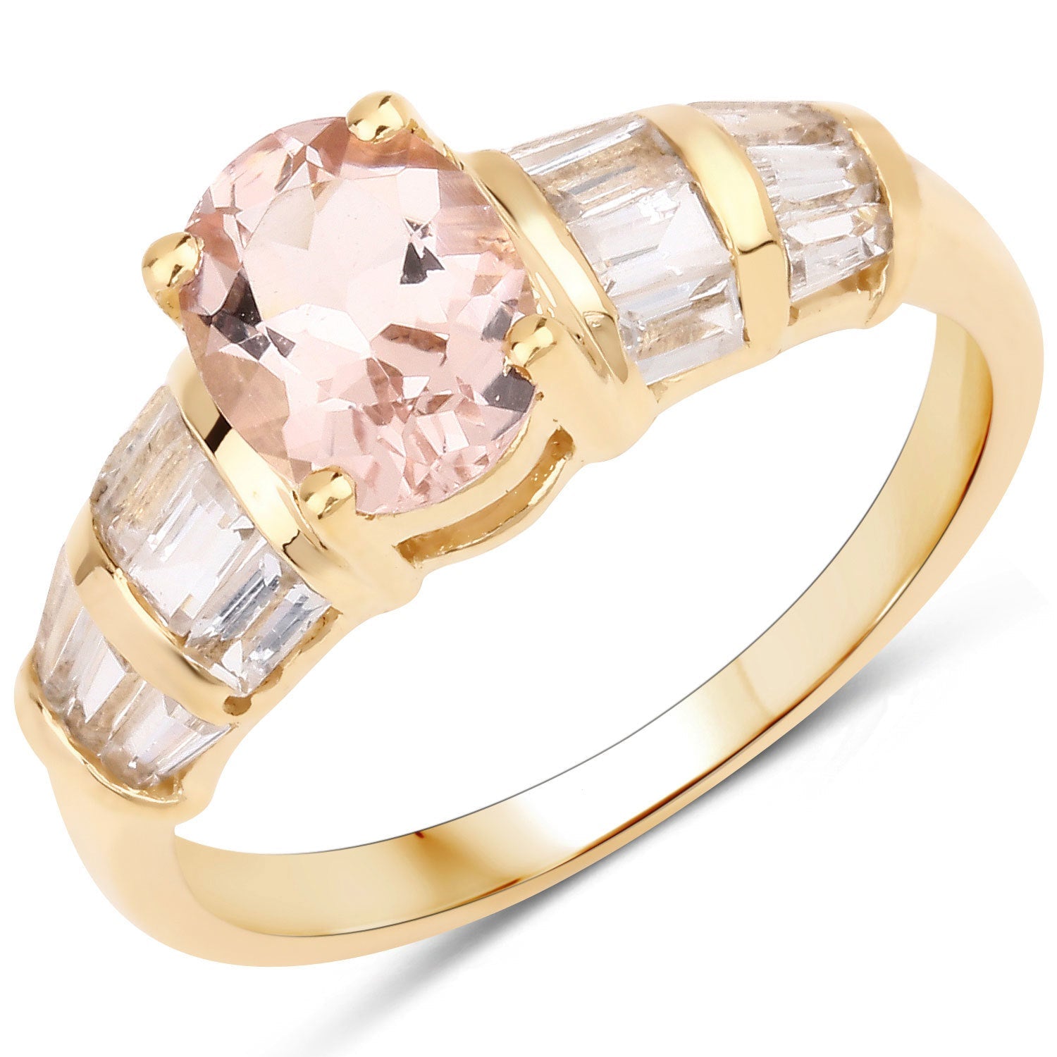 1.88 Carat Genuine Morganite and White Topaz .925 Sterling Silver Ring by Bids.com