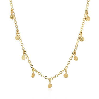 Choker Necklace with Hammered Beads in 14k Yellow Gold by Bids.com
