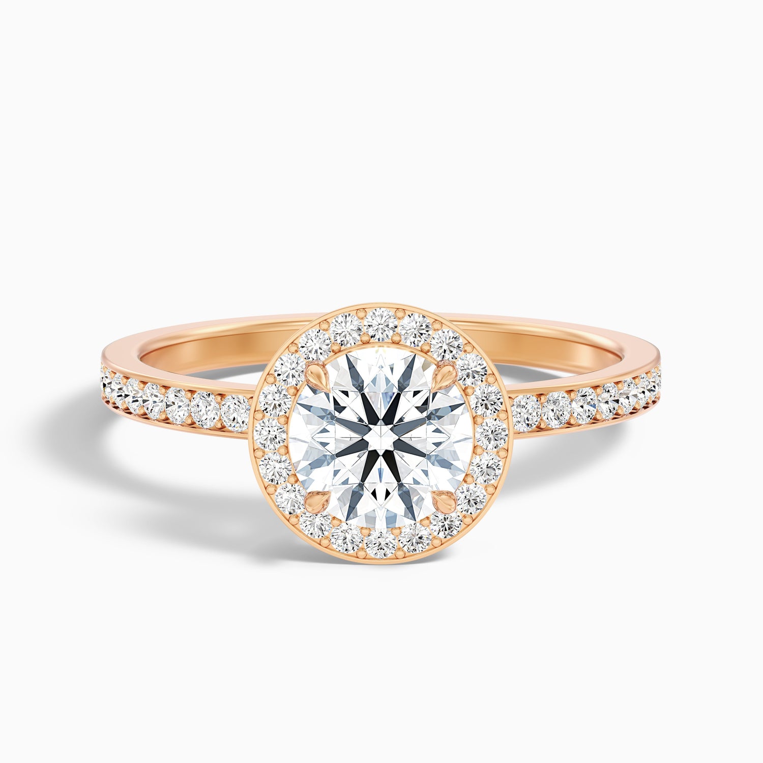 Nyra 3 Carat Round Halo Pave Moissanite Engagement Ring in 10k White Gold