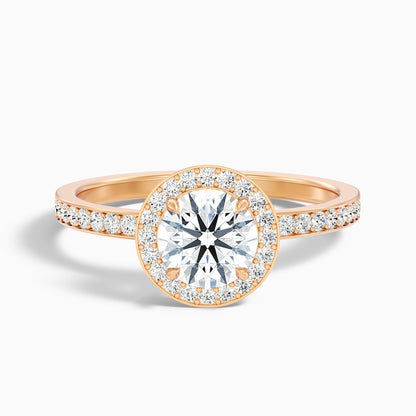 Lisa 4 Carat Round Halo Pave Lab Grown Diamond Ring in 14k White Gold