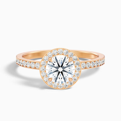 Lisa 1.5 Carat Round Halo Pave Lab Grown Diamond Ring in 10k White Gold