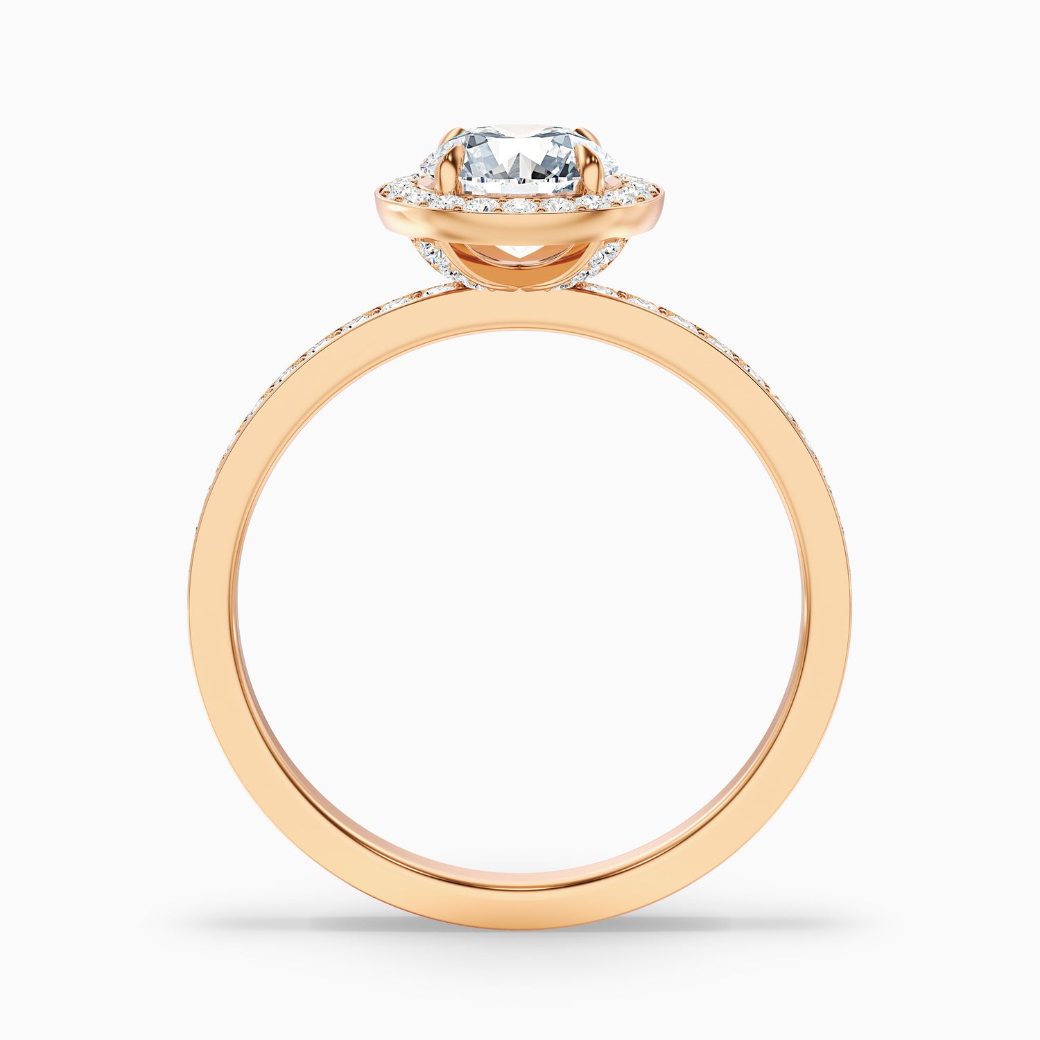 Nyra 4.5 Carat Round Halo Pave Moissanite Engagement Ring in 18k White Gold