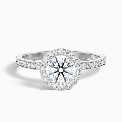 Lisa 2.5 Carat Round Halo Pave Lab Grown Diamond Ring in 18k Rose Gold