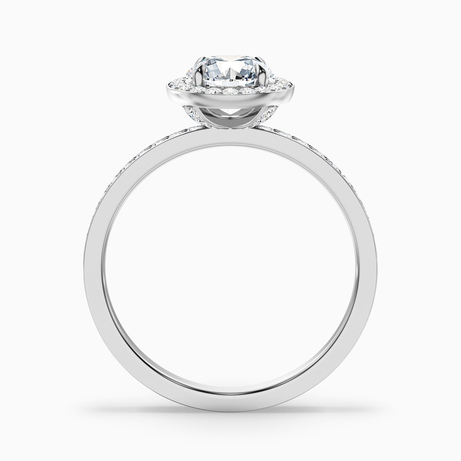 Nyra 2 Carat Round Halo Pave Moissanite Engagement Ring in 18k Yellow Gold