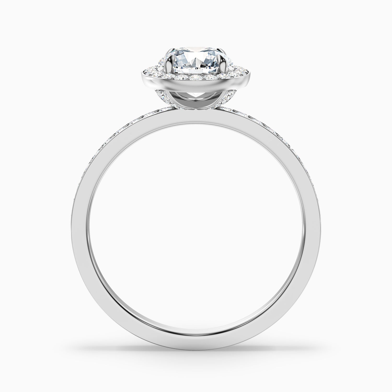 Nyra 2.5 Carat Round Halo Pave Moissanite Engagement Ring in 10k White Gold