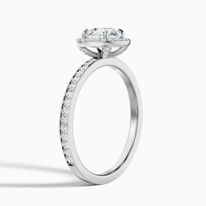 Nyra 1 Carat Round Halo Pave Moissanite Engagement Ring in 10k Yellow Gold  DestGlow