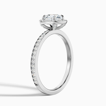 Lisa 4 Carat Round Halo Pave Lab Grown Diamond Ring in 14k Yellow Gold  DestGlow