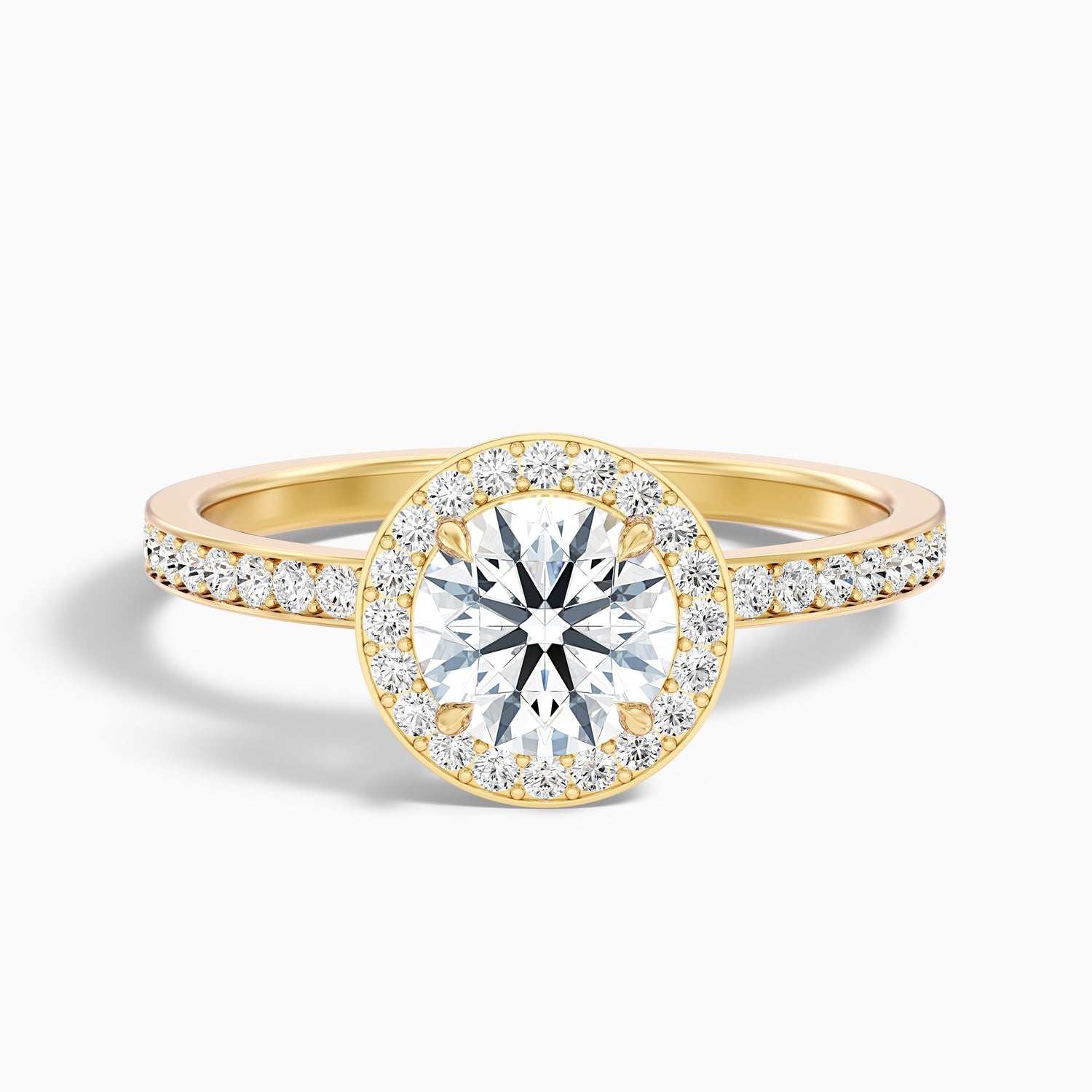 Nyra 4 Carat Round Halo Pave Moissanite Engagement Ring in 925 Sterling Silver