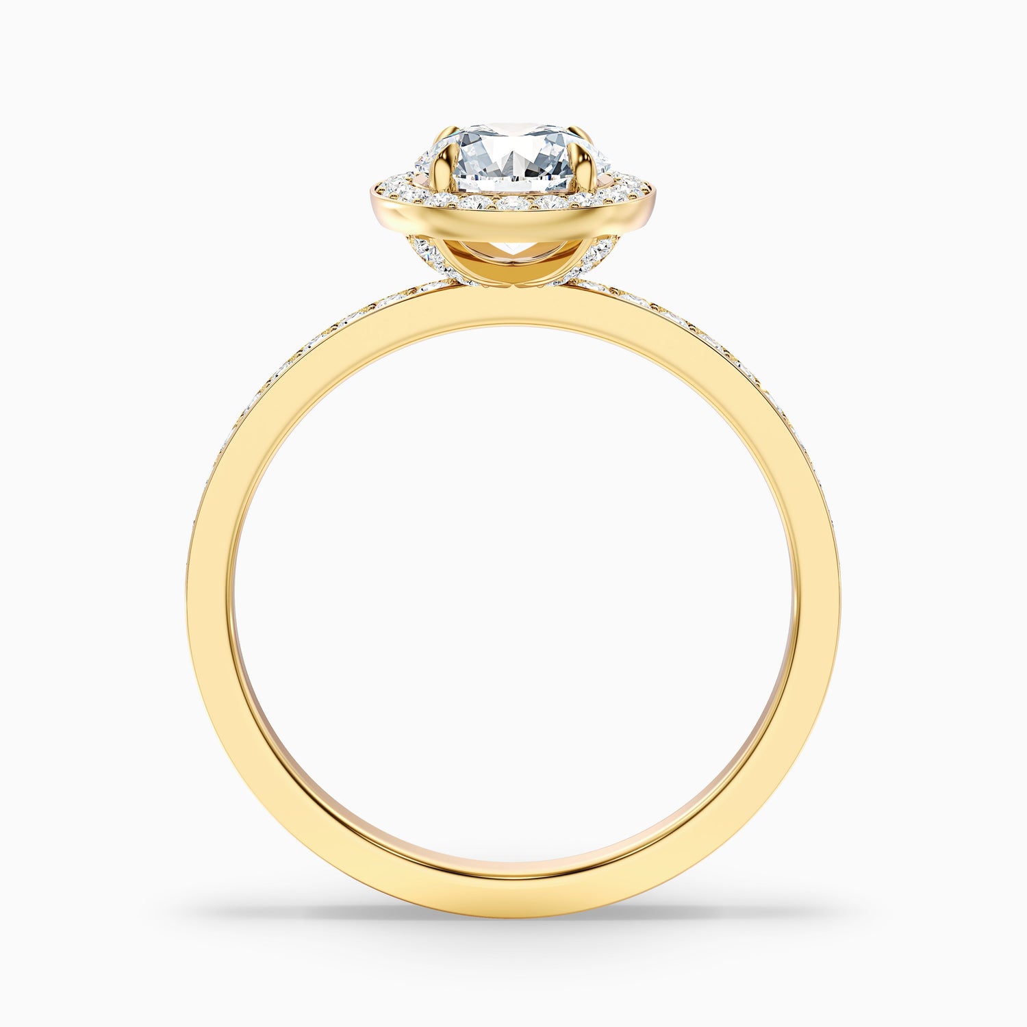 Nyra 3 Carat Round Halo Pave Moissanite Engagement Ring in 18k White Gold