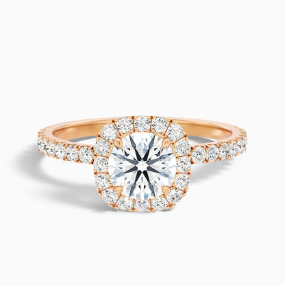 Adley 1 Carat Round Cut Halo Pave Lab Grown Diamond Ring in 18k White Gold
